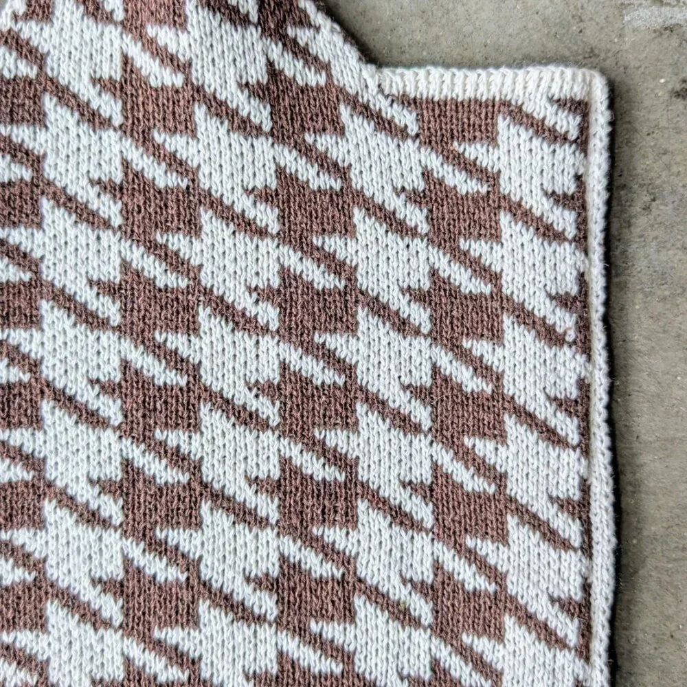 Anthropologie Printed Knit Tote Bag Brown Knit Houndstooth